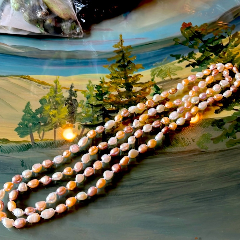 Pink, lavender & white pearl necklace